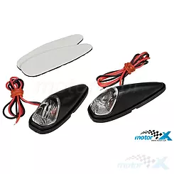 Blinker Revo Custom, schwarz / weißes Glas