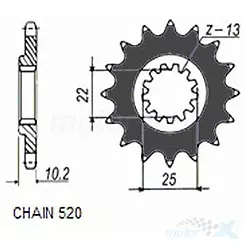 Kettenrad vorne Sunstar  SUNF342  14 Zähne