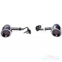 Metall Blinker, weißes Glas, WM Motor, Harley / Cruiser / Chopper