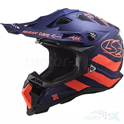 Offroad-Helm LS2 MX700 Subverter Evo Cargo Matt Blau Orange