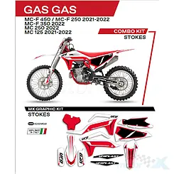 Aufkleber-Kit, Fahrzeugverkleidung, Farbe Weiß, UFO Plast AD001041, Gas Gas MC 125 / MC 250 / MC 250F, 350F, 450F