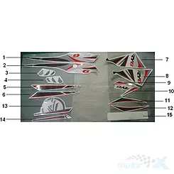 Aufkleber (12) vordere Abdeckung links W1 Keeway RY6 05523B67W104