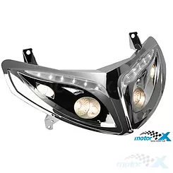 Scheinwerfer Revo XR8, Chrom, Peugeot Speedfight II, XR6 03- / Motorhispania RX 50 06-