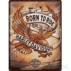 Schild, Poster 30x40 cm, geprägtes Blech, Harley Davidson Born Nostalgic Art 23317
