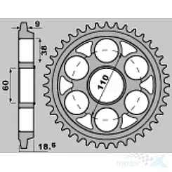 Hinterradkettenrad 530 40 Zähne Sunstar (JTR763)