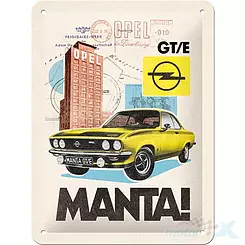 Blechschild, Poster 15x20 cm, Geprägtes Blech, opel manta gt/e 26262
