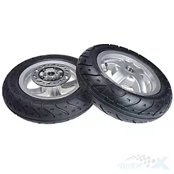 Komplette Räder, Felge vorne + Felge hinten mit Reifen DOT 2007, aus Demontage, WM Motor, Piaggio ZIP