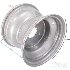 Hinterrad 8x7", drei Löcher, ATV