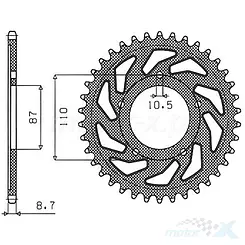 Hinterrad Kettenrad 530 47 Zähne Sunstar (JTR829)