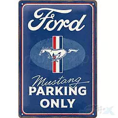 Schild, Poster 20x30 cm, geprägtes Blech, Ford Mustang Parking 22398