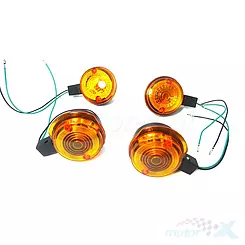 Vordere Blinker + hintere Blinker Komplettset, 4 Stück, Simson S50 / MZ TS, ETZ