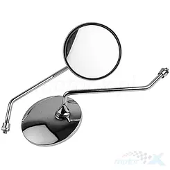 Spiegel Set M10 Rechtsgewinde + rechts Chromrahmen 24cm
