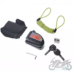 Bremsscheibenschloss, mit Alarm, Tasche, Erinnerung und Griff, schwarz, WM Motor 9071