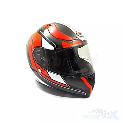Motorradhelm mit Visier Vcan V128 1C Schwarz-Weiß-Rot