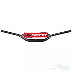 Schwarzer Lenker mit Querstrebe und rotem Pad, FATBAR 28.6mm, Scar Racing STEWART/VILLOPOTO S9262R