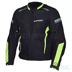 Sommer Motorradjacke, atmungsaktiv, Leoshi Downtown Black Green Fluo