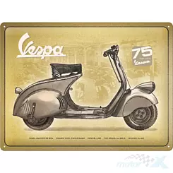 Tafel, Poster 30x40 cm, geprägt Blech, Vespa 75 Jahre Nostalgie Kunst 63402