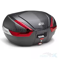 Givi V47NN Zentraler Topcase, 47L, Monokey Platte, rote Reflektoren, Carbon Abdeckung