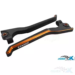 Bremshebel Stage6 SSP CNC Dual, schwarz-orange, Peugeot Jetforce