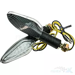 LED-Blinker mit Zulassung, M10x1.5mm Gewinde, weißes Glas, Carbon, WM Motor