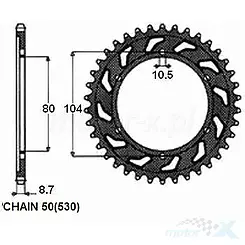 Hinterrad-Kettenrad SUNSTAR STAHL SUNR1-5344 42 Zähne