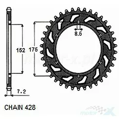 Hinterrad-Kettenrad SUNSTAR STAHL SUNR1-2682 57 Zähne
