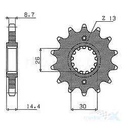 Kettenrad vorne 530 18 Zähne 26/30mm Sunstar (JTF339)