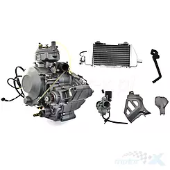 Kompletter Motor 50ccm, Set mit Kühler und Vergaser, QJ1E40MB-2 / LB1E40MB AM6 2T LC