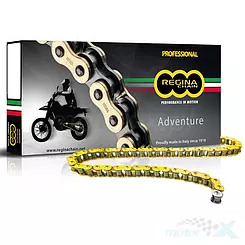 Antriebskette 520ZRE, Z-Ring, bis 650ccm, Kettenschloss+Voll- und Hohlniet, Gold, Regina Adventure [Gruppe]
