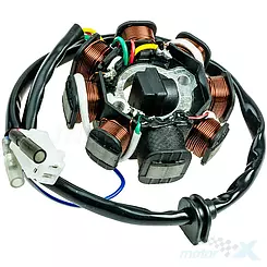 Stator Zündspule, Lichtmaschinenstator, 8 Spulen, 3 Buchsen, 5 Kabel 139QMB/QMA (GY6 50) 4T