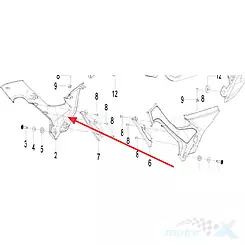 Rechte Seitenabdeckung, schwarz N6, 02Z, Keeway RKF 125 65602L43002Z