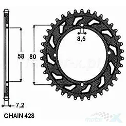 Kettenrad hinten SUNSTAR  SUNR1-2058  47 Zähne