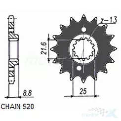Vorderrad Sunstar SUNF356 mit 14 Zähnen