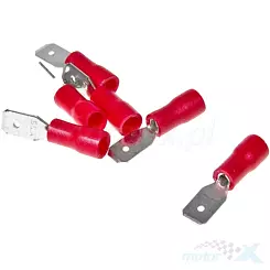 Doppelstecker isoliert, männlich, 4,8x0,5mm, rot