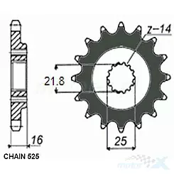 Vorderes Kettenrad SUNSTAR  SUNF415  14 Zähne