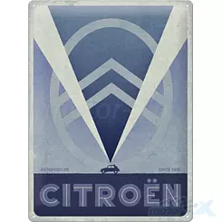 Schild, Poster 30x40 cm, geprägtes Blech, Citroen 2CV Logo Blau Nostalgic Art 23308