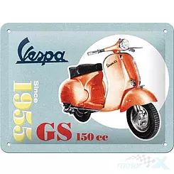 Schild, Poster 15x20 cm, geprägtes Blech, Vespa GS150 Nostalgic Art 26231