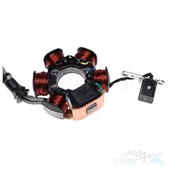 Stator Zündspule, Lichtmaschinenstator, 6 Spulen, 12V 70W, Gilera / Piaggio (alter Typ bis 1998)