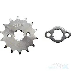 Vorderes Ritzel 428 14 Zähne, 14 / 17mm, mit Sicherung, Abiwa 42814Z