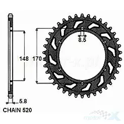 Hinteres Kettenrad SUNSTAR STAHL SUNR1-3667 48 Zähne