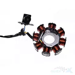Stator Zündspule, Lichtmaschinenstator, 8 Spulen Peugeot 50 / 100 mit Wegfahrsperre