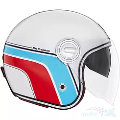 Jethelm mit Visier Nox PREMIUM Heritage Line Weiß-Blau-Rot