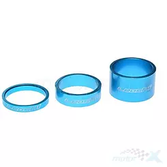 Lenkerabstandshalter, Fahrrad, 5/10/20 mm Stärke, 1 1/8 Zoll Durchmesser, Aluminium, blau, 3er-Set