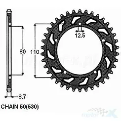 Hinteres Kettenrad SUNSTAR STAHL SUNR1-5338 45 Zähne (ERSATZ SUNR1-5363-45)