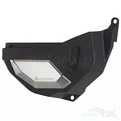 Linke Motorabdeckung Abdeckung, schwarz-silber, Polisport