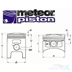 Komplettkolben 39.50/12/23.00 50cc Meteor Honda MB-MT-MTX 