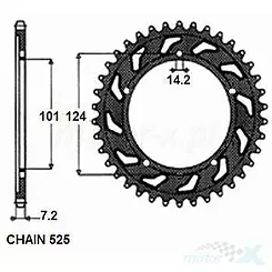 Hinteres Kettenrad SUNSTAR STAHL SUNR1-4442 38 Zähne