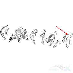 Vordere Seitenverkleidung links graphitschwarz mit Aufklebern Keeway RKF 125 65675L43004Z