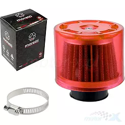 Kegelförmiger Luftfilter 34mm 0°, rot, Moretti Parts