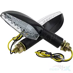 LED-Blinker mit E-Prüfzeichen, M10x1.5mm Gewinde, weißes Glas, schwarz, WM Motor